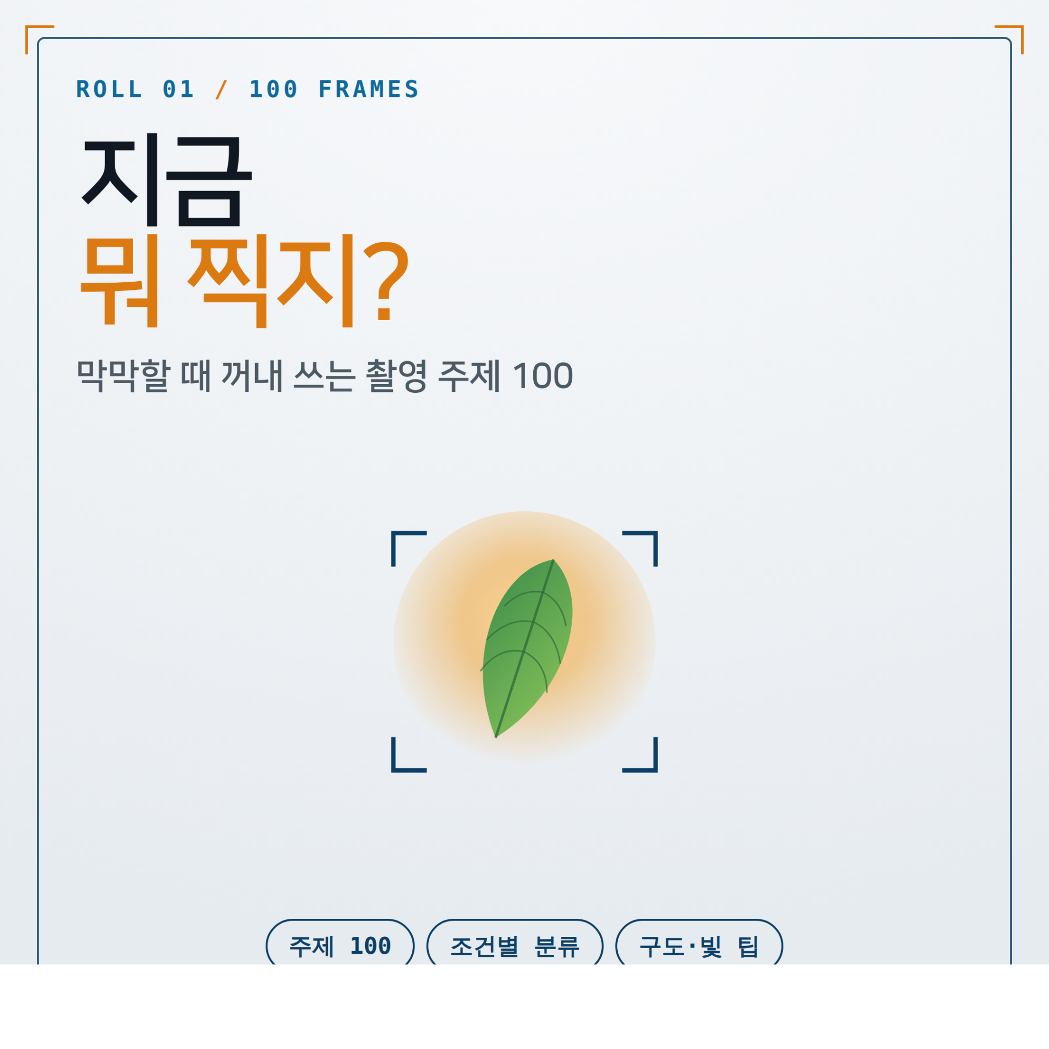 지금 뭐 찍지? — 촬영 주제 100 표지